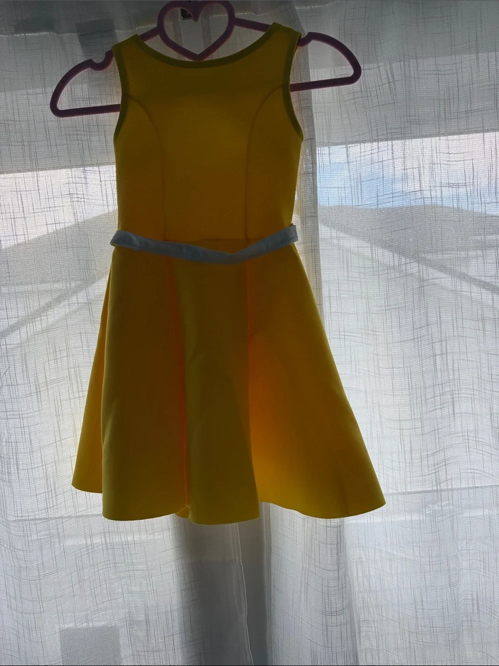 Weissman Yellow Fit-and-Flare Dance Dress with Light Waist Accent